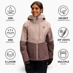 Giubbotto tecnico Black Diamond W Recon Stretch Shell Pale Mauve Dark Mauve