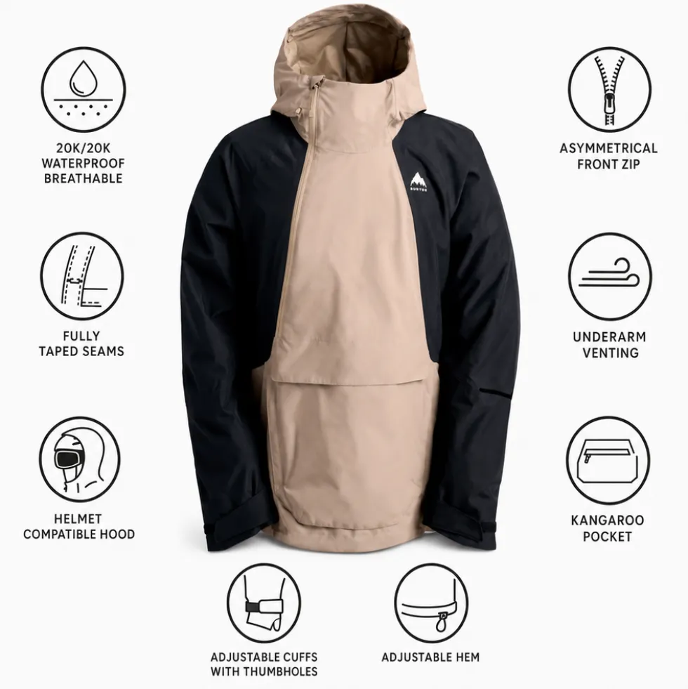Giubbotto tecnico Burton Reserve 2L Relaxed Summit Taupe True Black