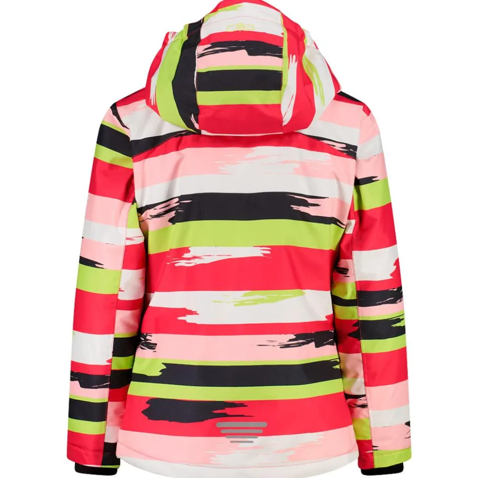 Giubbotto tecnico CMP Kid Girl Jacket Snaps Hood Bianco Carminio Apple