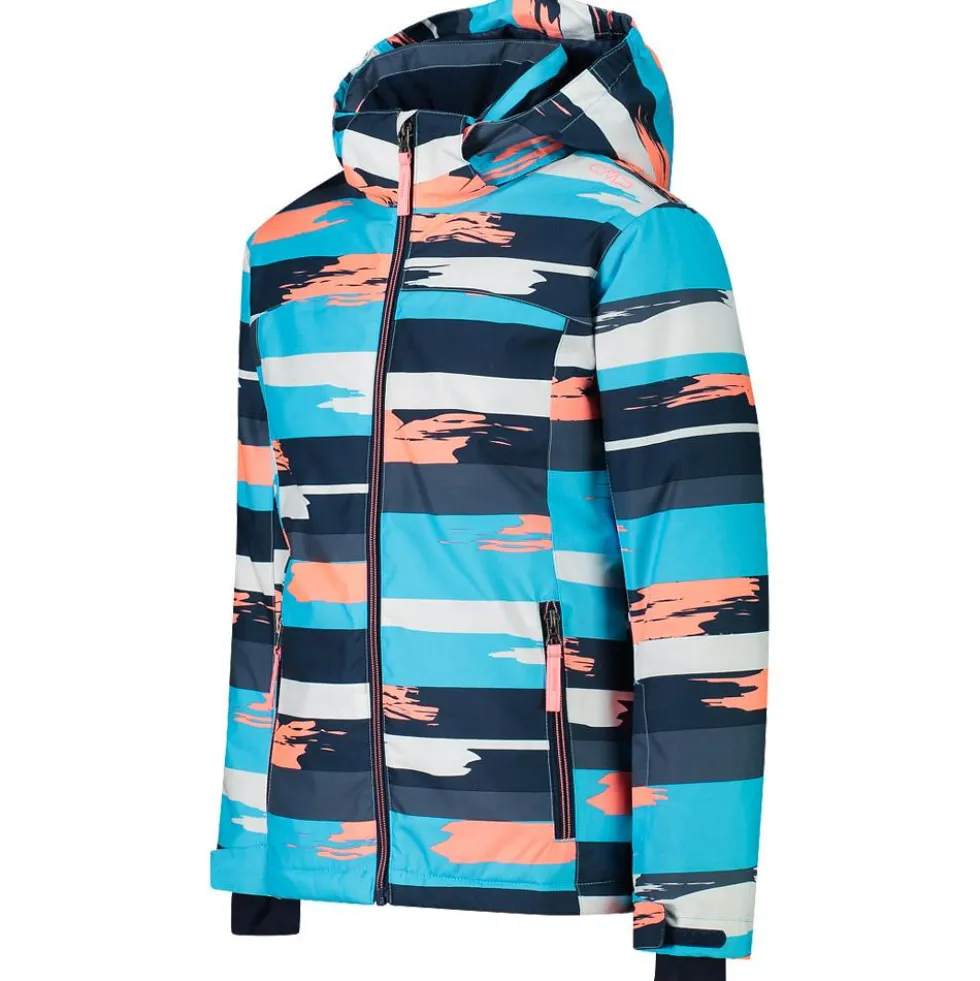 Giubbotto tecnico CMP Kid Girl Jacket Snaps Hood Topazio Bianco Lotus