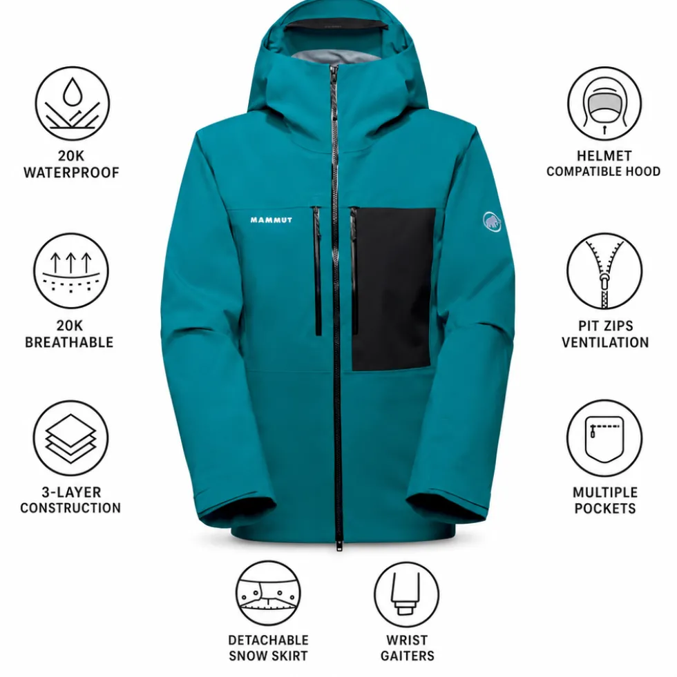 Giubbotto tecnico Mammut Stoney Hs Hooded Jacket Men Deep Teal Black