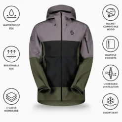 Giubbotto tecnico Scott Jacket M's Explorair 3 Layer Evening Grey Black