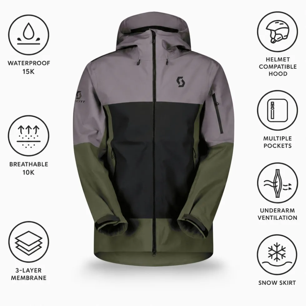 Giubbotto tecnico Scott Jacket M's Explorair 3 Layer Evening Grey Black
