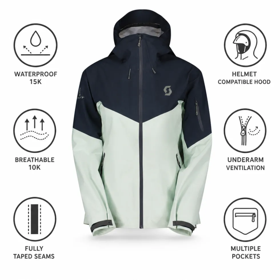 Giubbotto tecnico Scott W's Explorair 3L Jacket Fresh Green Dark Blue