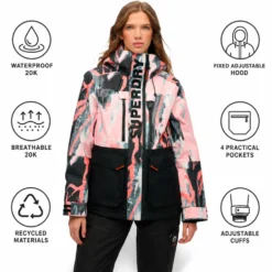 Giubbotto tecnico Superdry Ultimate Freestyle Ski Jacket W's Coup De Pinceau AOP