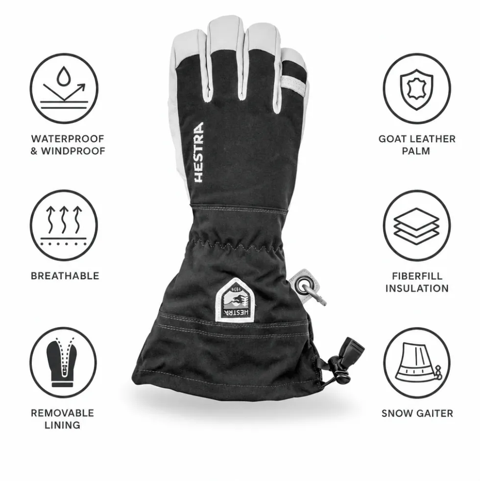 Guanti Hestra Army Leather Heli Ski Glove Black