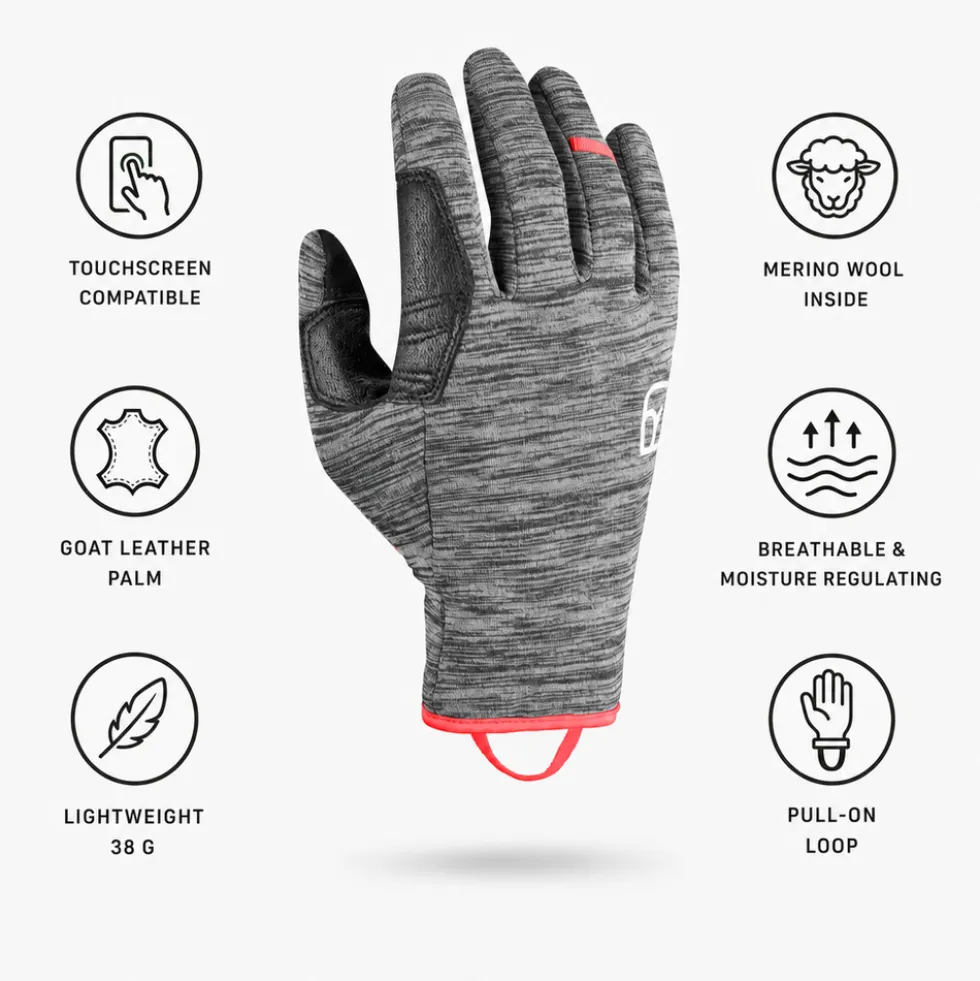 Guanti Ortovox Fleece Light Glove Women Black Steel Blend
