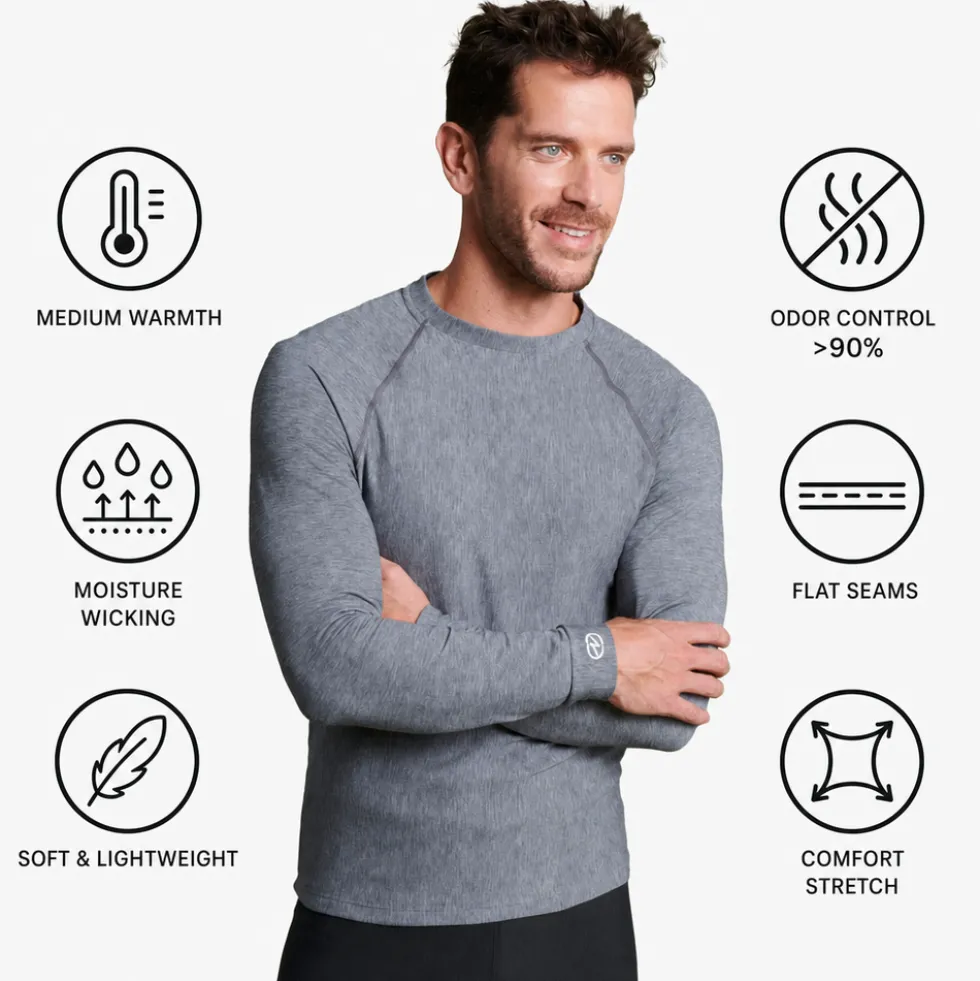 Intimo Tecnico Damart Sport Comfort Thermolactyl 3 Col Rond Gris Chine Moyen