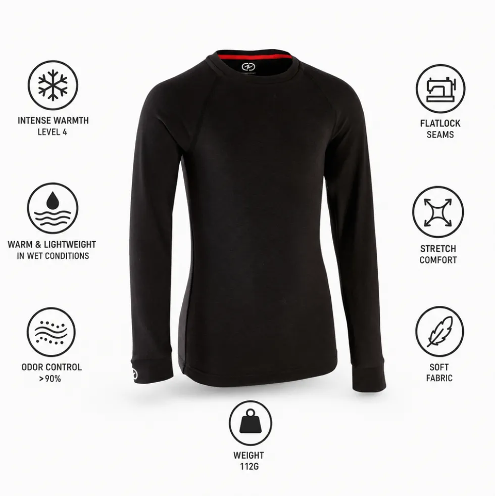 Intimo Tecnico Damart Sport Comfort Thermolactyl 4 Col Rond Jr Noir