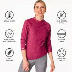 Intimo Tecnico Damart Sport Comfort Thermolactyl 3 Col Rond W Rose Chine
