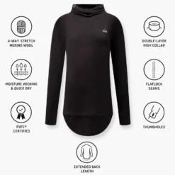 Intimo Tecnico Eivy Icecold Merino Wool Gaiter Rib Top Black