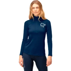 Intimo Tecnico Norrona PureUll Zip Neck W Indigo Night