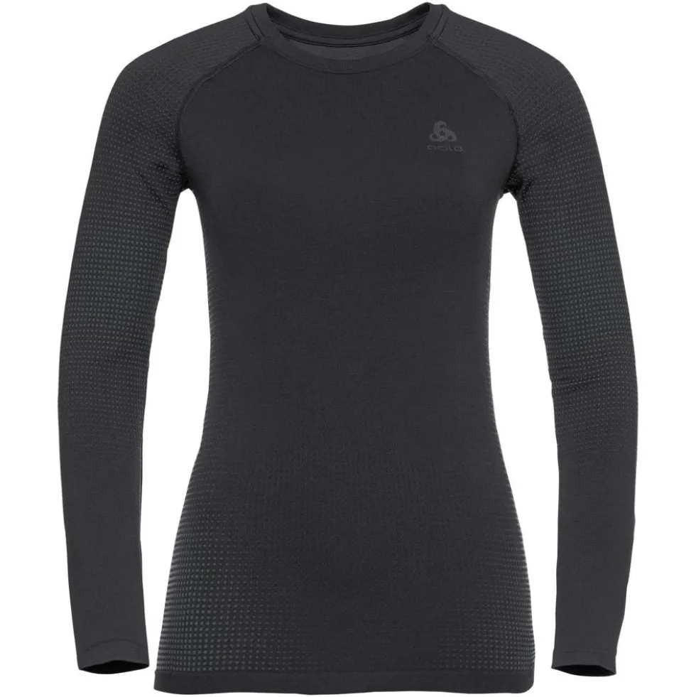 Intimo Tecnico Odlo Performance Warm Eco Top Crew Neck Ls Wmn Black Graphite Grey Black