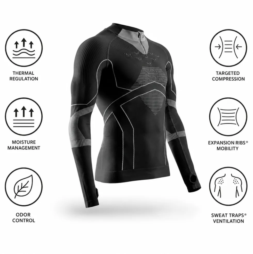 Intimo Tecnico X Bionic Code Energy Accumulator Light Shirt Ls 1/2 Zip Black Light Grey