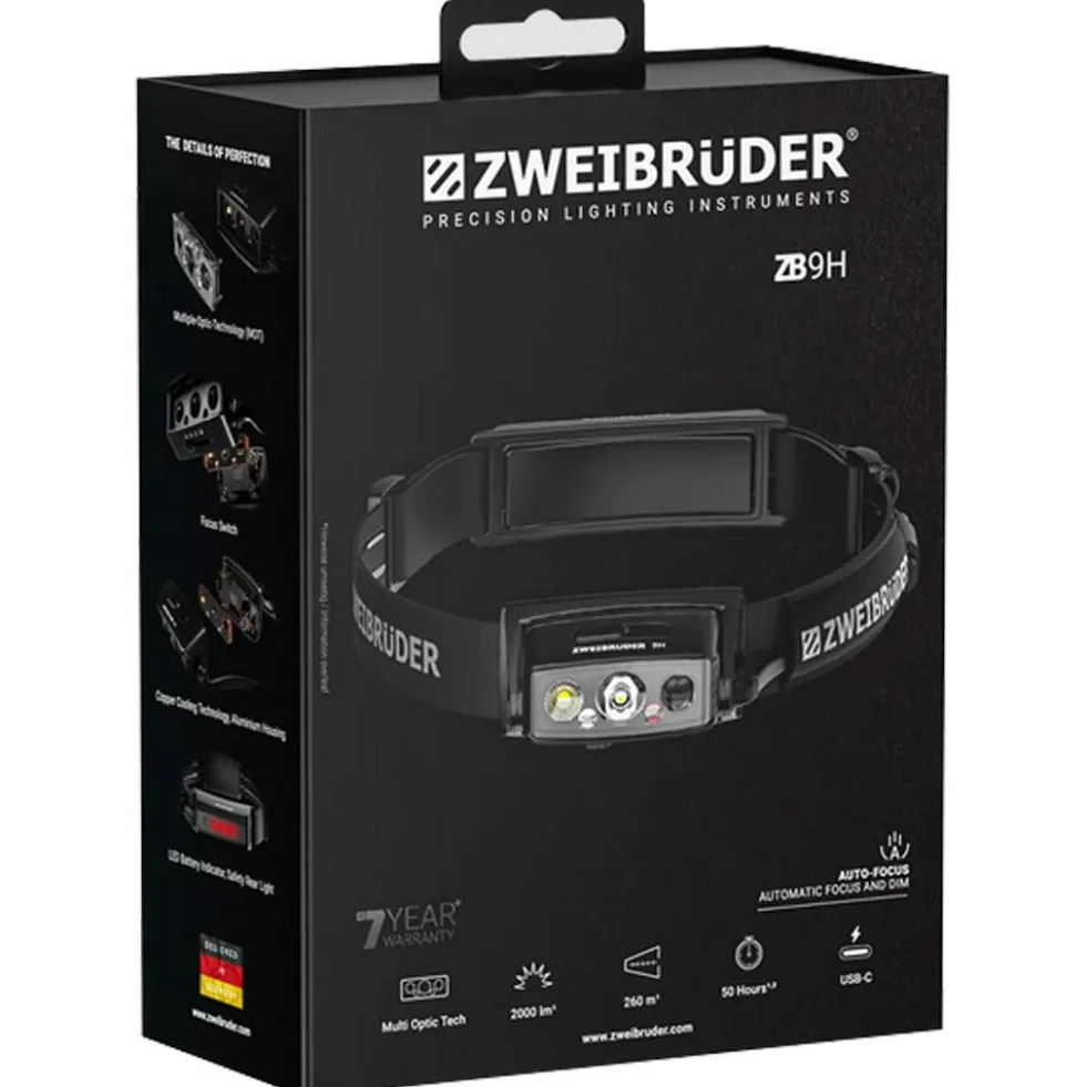 Lampade frontali Zweibruder Zb9H Headlamp 2000Lm