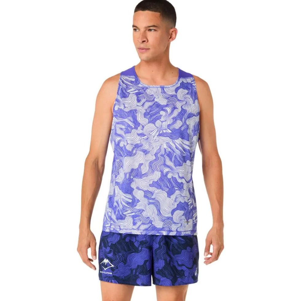 Maglietta da trail Asics Fujitrail Singlet Cobalt Burst Cream