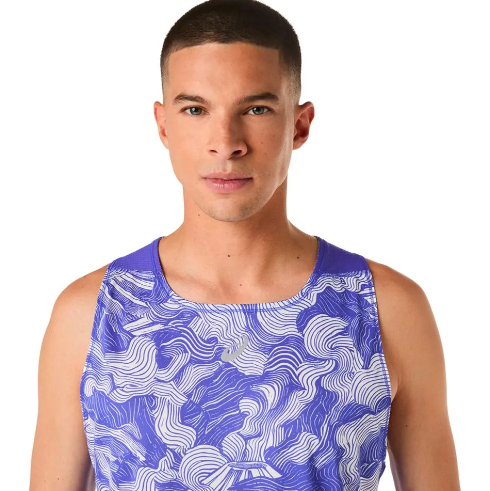 Maglietta da trail Asics Fujitrail Singlet Cobalt Burst Cream