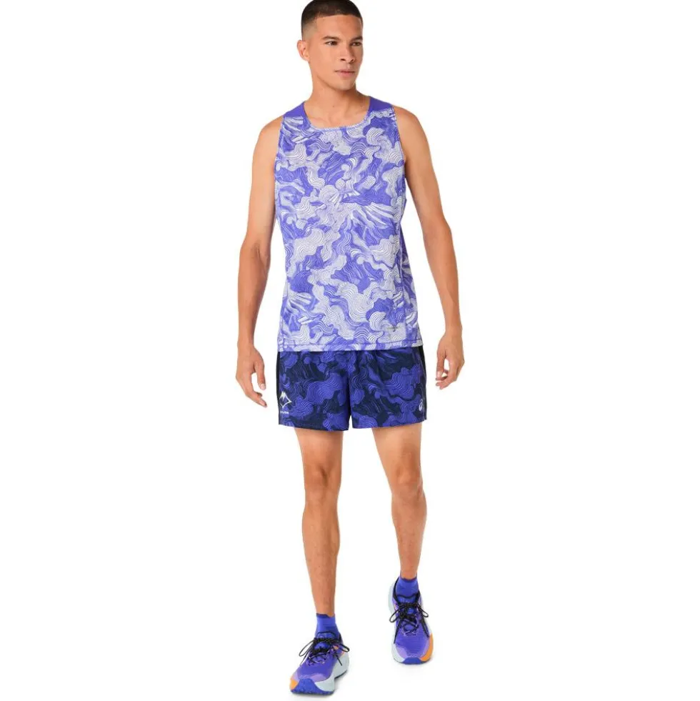 Maglietta da trail Asics Fujitrail Singlet Cobalt Burst Cream