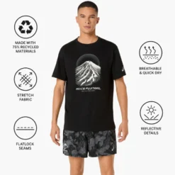 Maglietta da trail Asics Fujitrail Logo Short Sleeve Black Cream Carbon