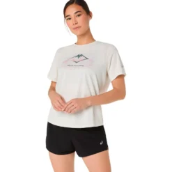 Maglietta da trail Asics Fujitrail Logo Short Sleeve W Cream