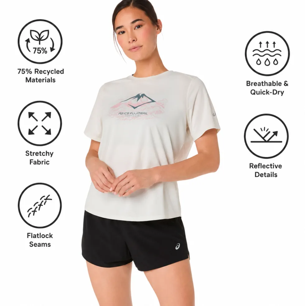 Maglietta da trail Asics Fujitrail Logo Short Sleeve W Cream