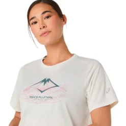 Maglietta da trail Asics Fujitrail Logo Short Sleeve W Cream