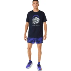 Maglietta da trail Asics Fujitrail Logo Short Sleeve Midnight Cobalt Burst Cool Grey