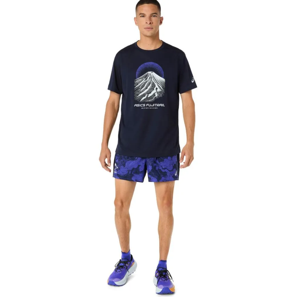 Maglietta da trail Asics Fujitrail Logo Short Sleeve Midnight Cobalt Burst Cool Grey