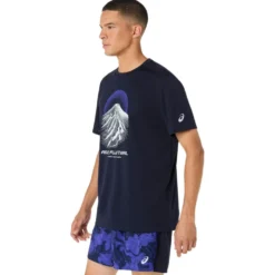 Maglietta da trail Asics Fujitrail Logo Short Sleeve Midnight Cobalt Burst Cool Grey