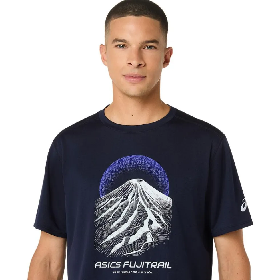 Maglietta da trail Asics Fujitrail Logo Short Sleeve Midnight Cobalt Burst Cool Grey