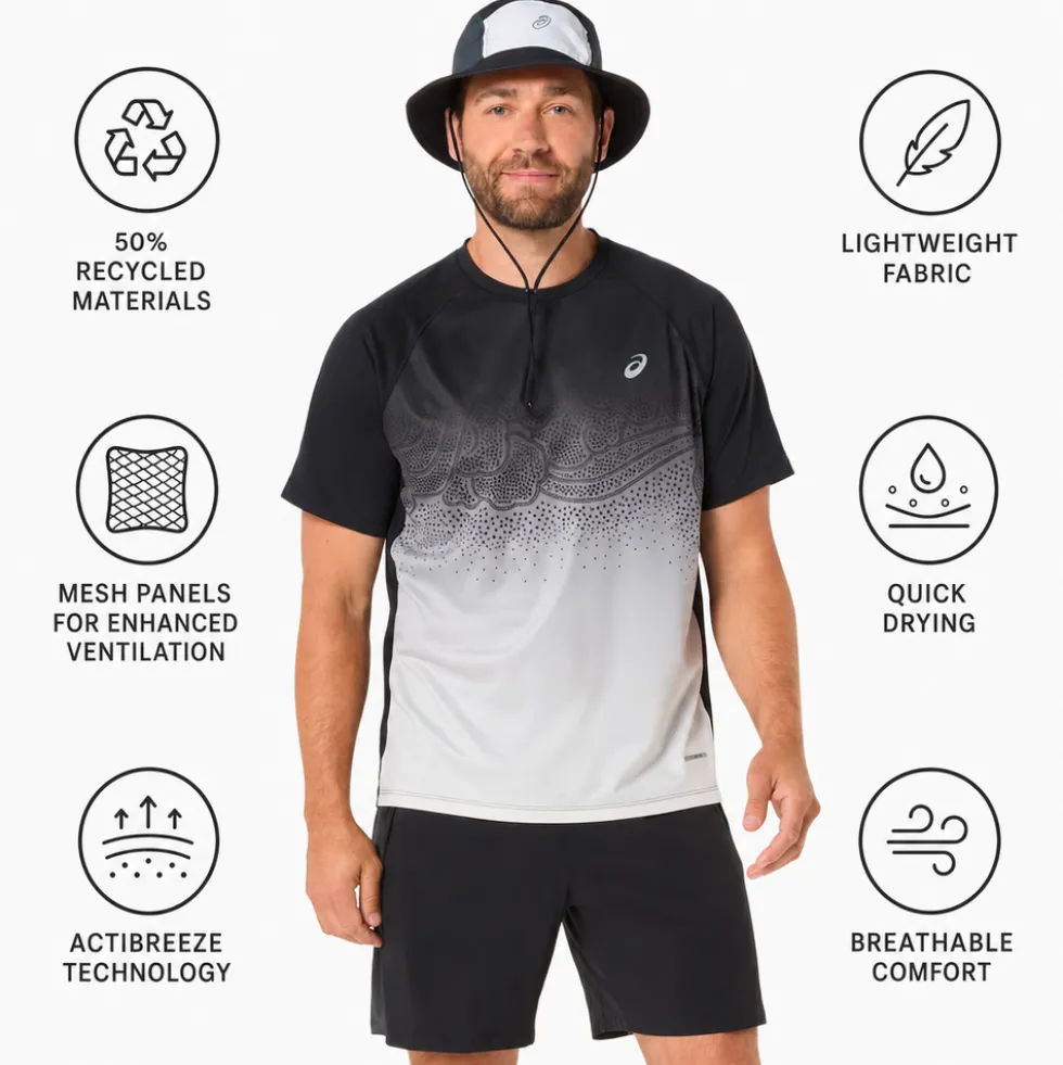 Maglietta da trail Asics Road Fade Short Sleeve Black Cream