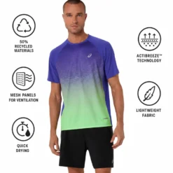 Maglietta da trail Asics Road Fade Short Sleeve Cobalt Burst Illuminate Green