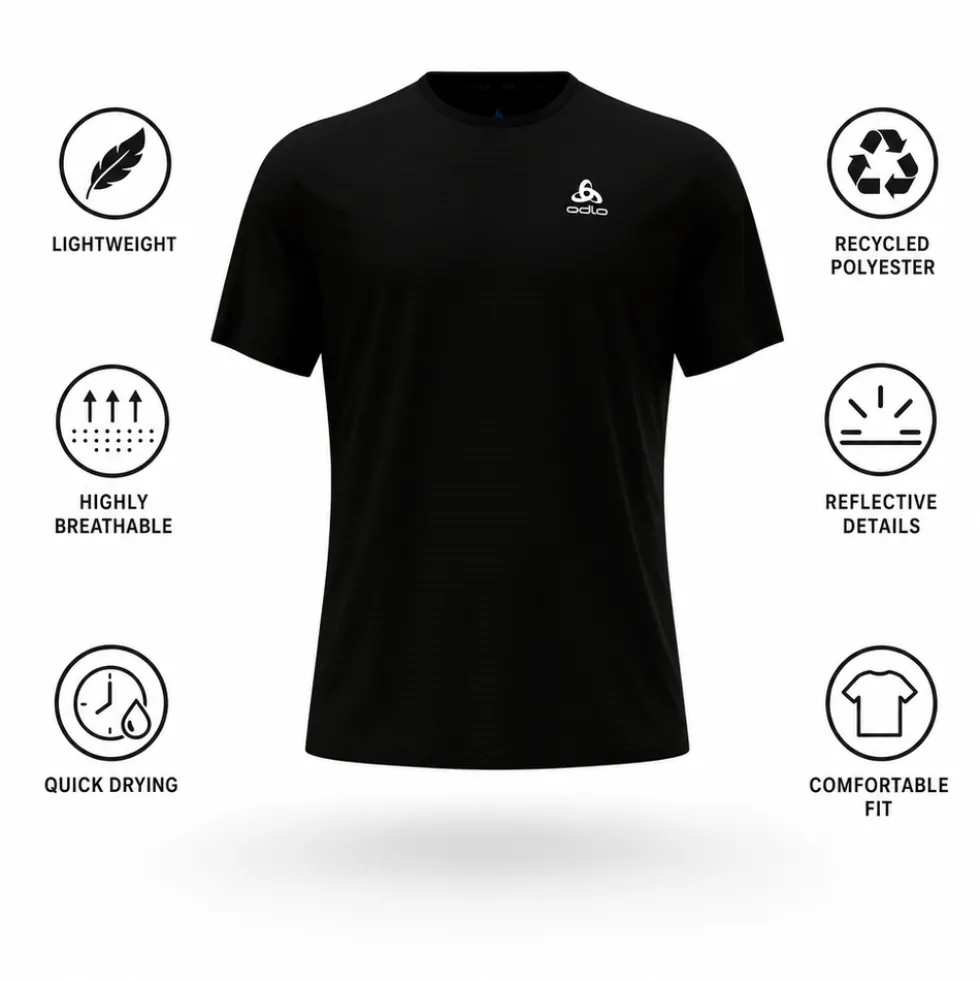 Maglietta da trail Odlo Essential Flyer Short Sleeve Black