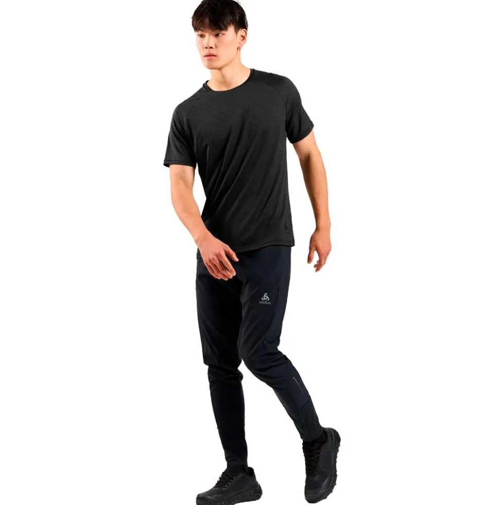 Maglietta da trail Odlo Essential 365 Tee Shirt Crew Neck Short Sleeve Black Melange