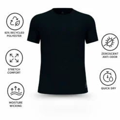 Maglietta da trail Odlo Essential 365 Tee Shirt Crew Neck Short Sleeve Black Melange