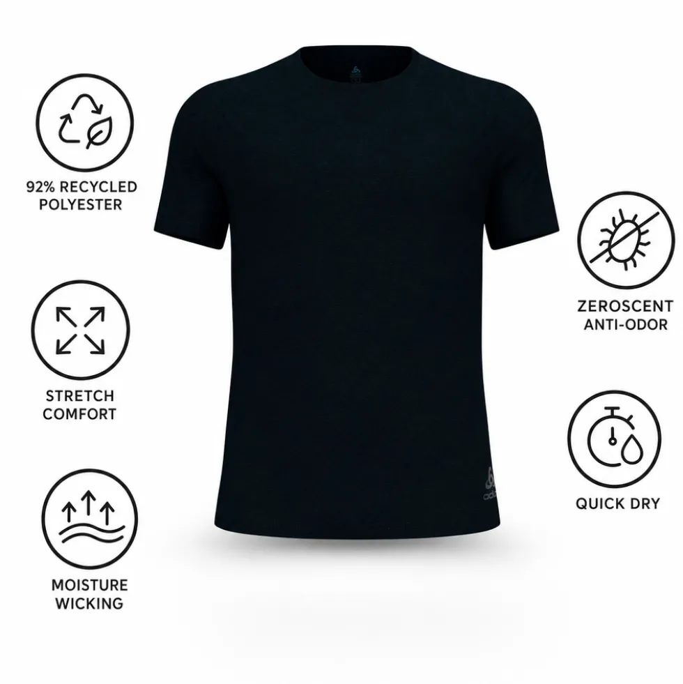Maglietta da trail Odlo Essential 365 Tee Shirt Crew Neck Short Sleeve Black Melange