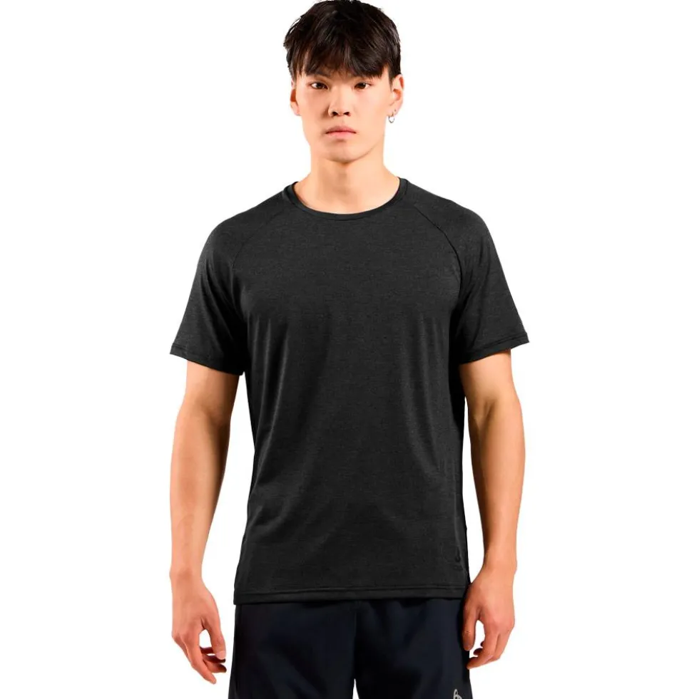Maglietta da trail Odlo Essential 365 Tee Shirt Crew Neck Short Sleeve Black Melange