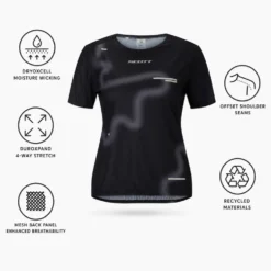 Maglietta da trail Scott W's Rc Run Short Sleeve Black Spray Grey