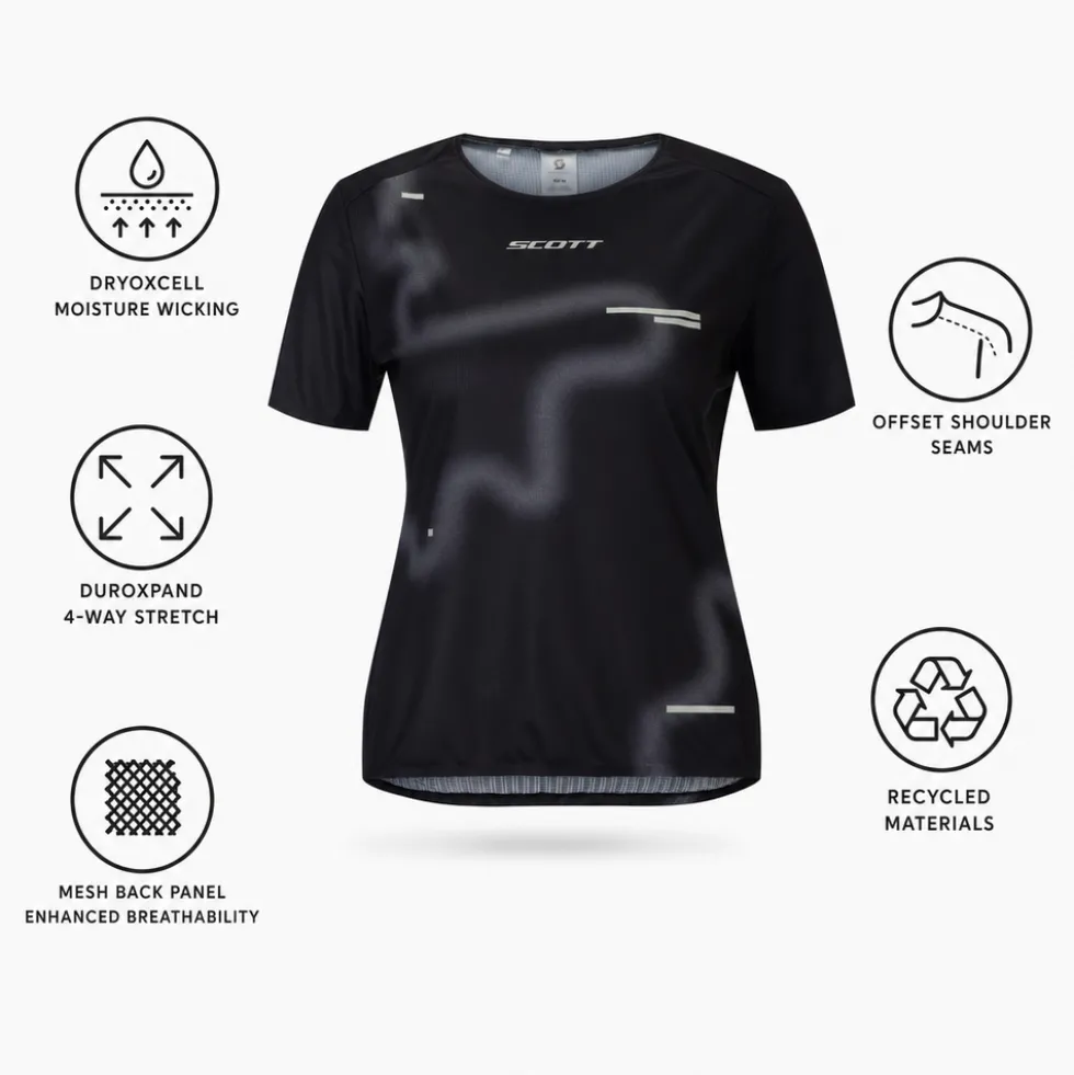 Maglietta da trail Scott W's Rc Run Short Sleeve Black Spray Grey