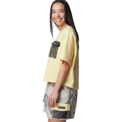 Maglietta da trekking Columbia Painted Peak Knit Ss Cropped Top W Sunkissed Shark