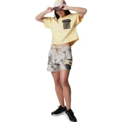 Maglietta da trekking Columbia Painted Peak Knit Ss Cropped Top W Sunkissed Shark