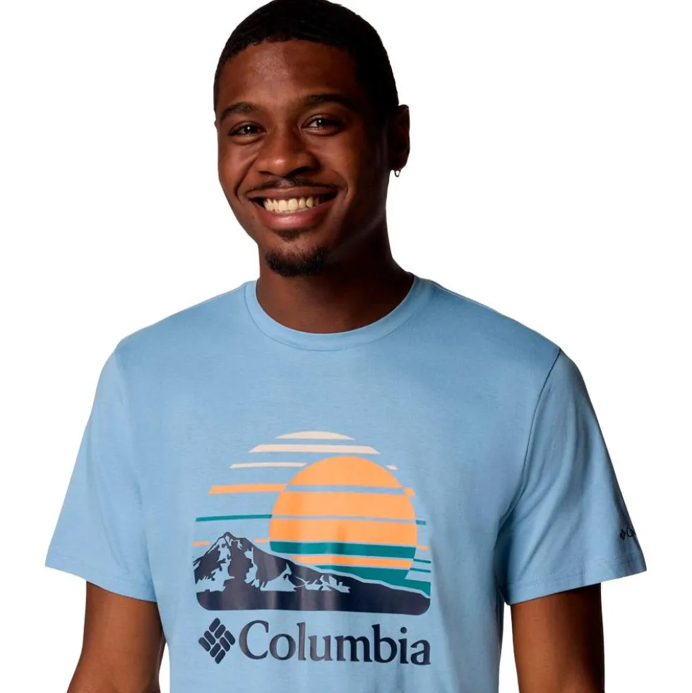 Maglietta da trekking Columbia Path Lake Graphic Tee II Ripple Blue Peaceful Perspective