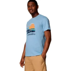 Maglietta da trekking Columbia Path Lake Graphic Tee II Ripple Blue Peaceful Perspective