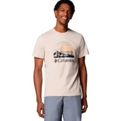 Maglietta da trekking Columbia Path Lake Graphic Tee II Dark Stone Peaceful Perspective
