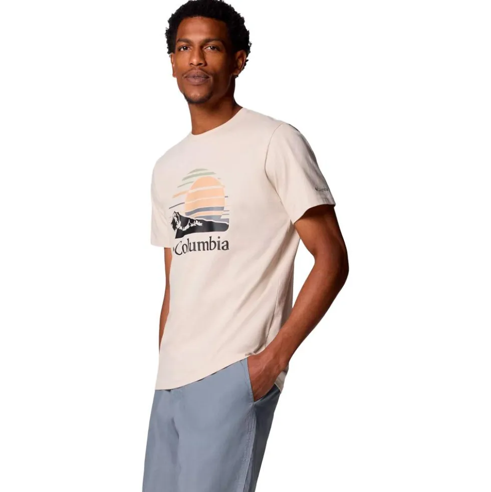 Maglietta da trekking Columbia Path Lake Graphic Tee II Dark Stone Peaceful Perspective