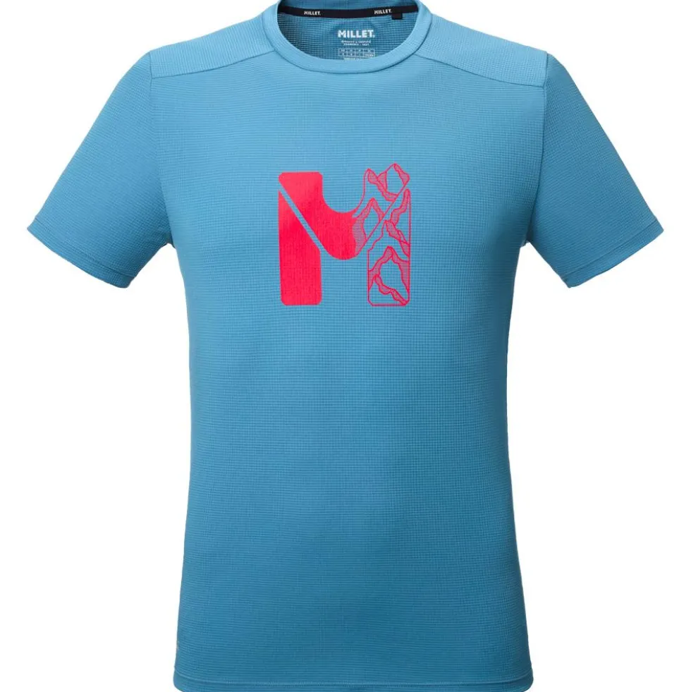Maglietta da trekking Millet Kamet Map Short Sleeve Coronet Blue