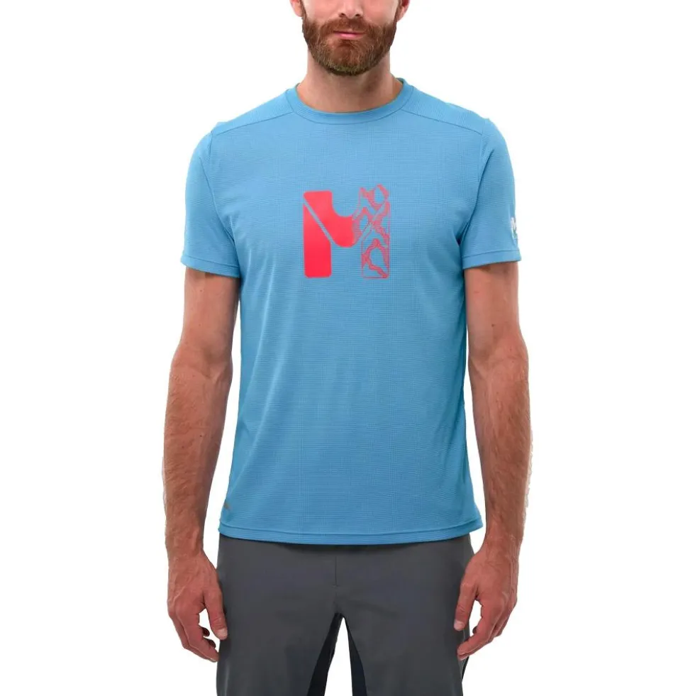 Maglietta da trekking Millet Kamet Map Short Sleeve Coronet Blue