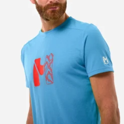 Maglietta da trekking Millet Kamet Map Short Sleeve Coronet Blue
