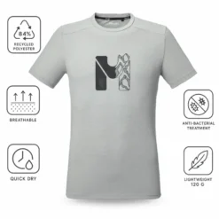 Maglietta da trekking Millet Kamet Map Short Sleeve Granite