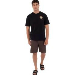 Maglietta Hurley Short Sleeve Printing Press Disques Black